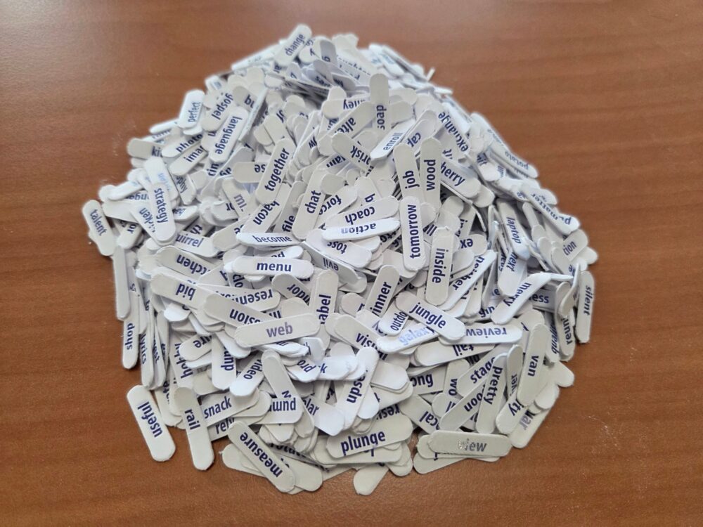 Shuffle Seed BIP39 word chips All 2048 BIP39 word chips in a pile