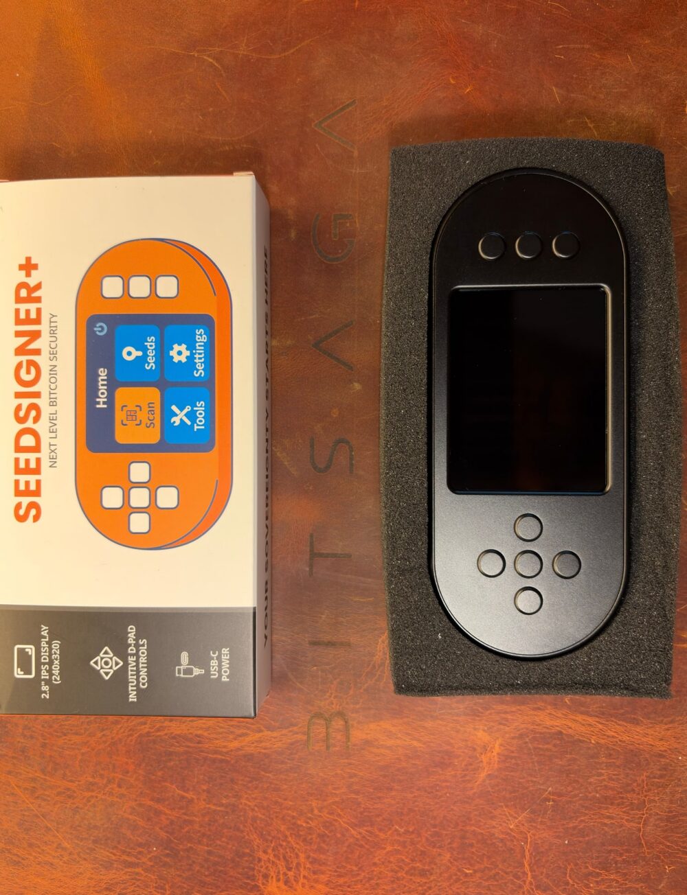 SeedSigner+ Premium in its retail box with the foam tray