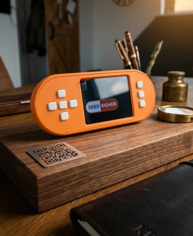 SeedSigner Plus Battery Edition on a desk